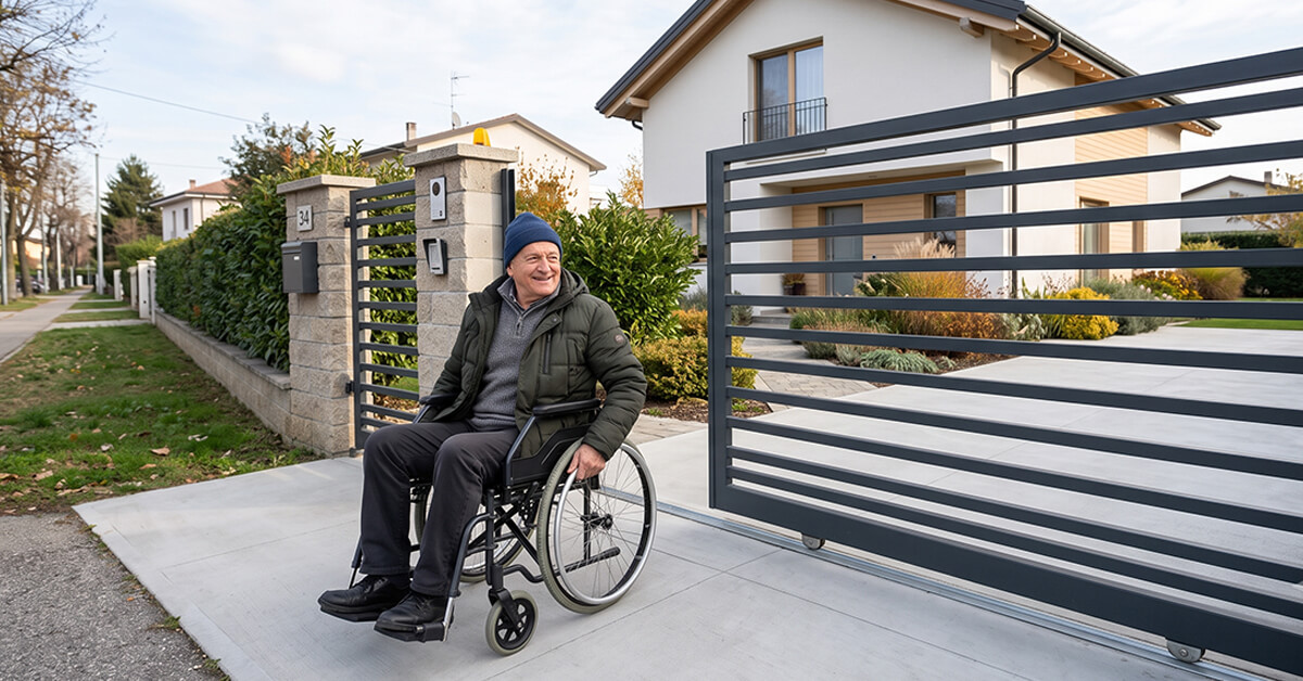 Apricancello per anziani e disabili: apertura del cancello già motorizzato dallo smartphone con 1Control SOLO, senza scendere dall'auto