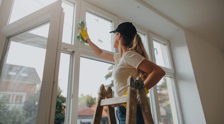 Takarító időzített digitális hozzáféréssel lép be egy apartmanba