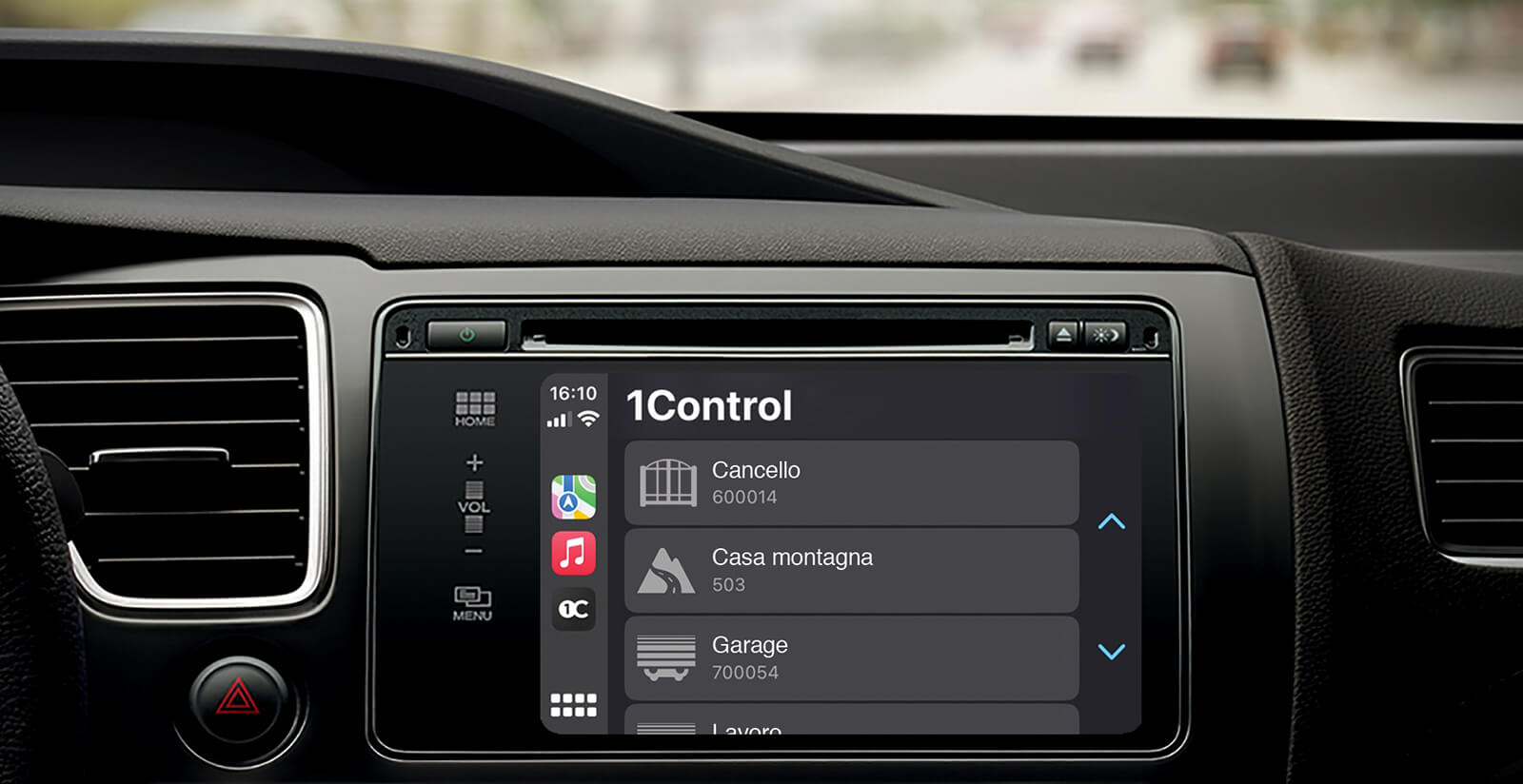 Apertura cancello e garage da Apple CarPlay e Android Auto con 1Control LINK