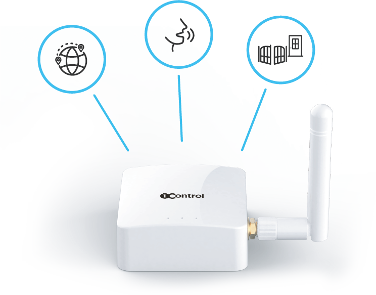 &Eacute;cosyst&egrave;me 1Control : serrure connect&eacute;e DORY, ouvre-portail SOLO et hub Wi-Fi LINK reli&eacute;s dans la m&ecirc;me application