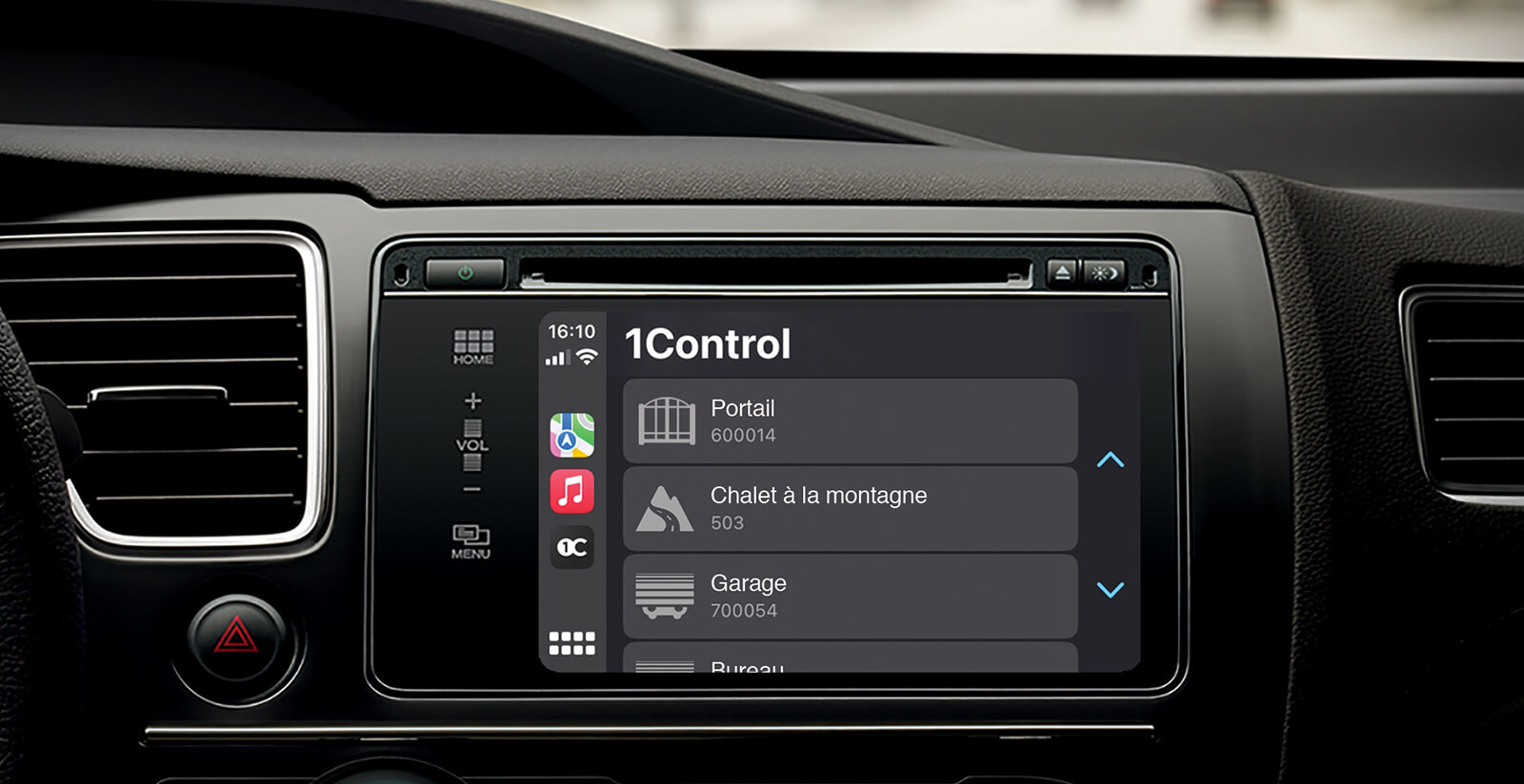 Ouverture du portail et du garage depuis Apple CarPlay et Android Auto avec 1Control LINK
